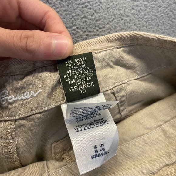 Eddie Bauer Pants Womens 10 Tall Beige Linen Cargo Wide Leg,Pockets,Drawstring - Picture 10 of 16